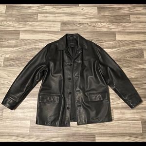 Express Leather Coat Jacket Black XL